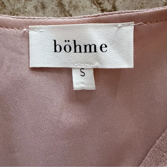 BOHME Size Small Dusty Pink Embroidered Feminine Tiered Ruffle Maxi Dress Spring - Picture 7 of 11